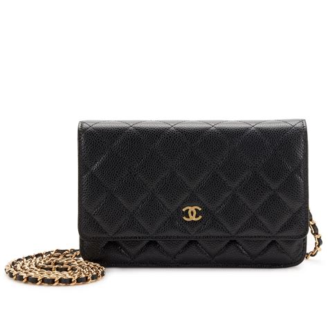 chanel wallet bag caviar black|CHANEL Caviar Quilted Wallet on Chain WOC Black.